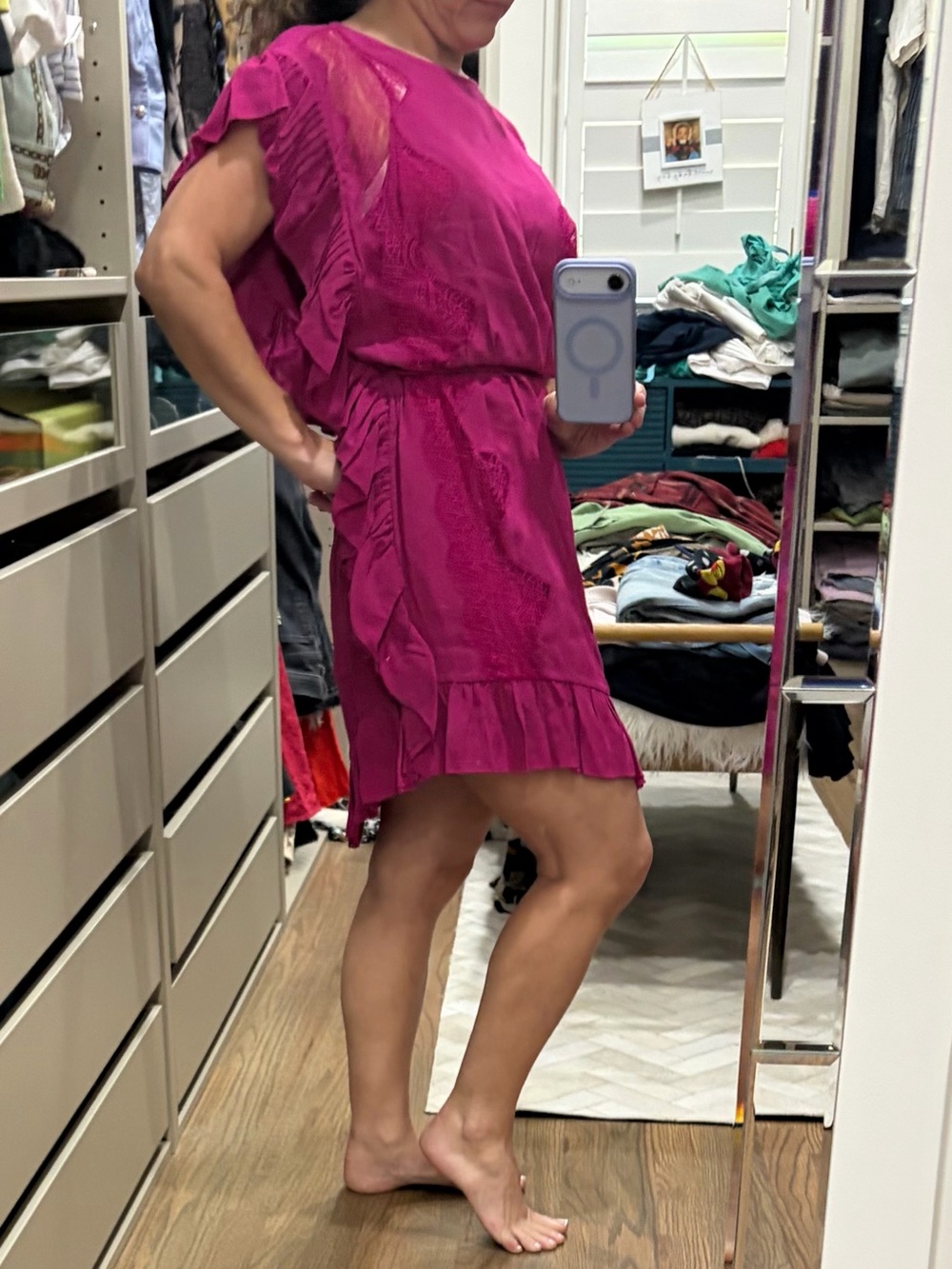Iro Fuchsia Ruffled Short Dress